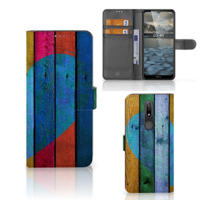 Nokia 2.4 | Book Style Case | Wood Heart - Cadeau voor je Vriend