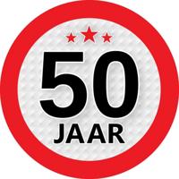 50 jaar leeftijd sticker - rond - Dia 9 cm - 50 jaar verjaardag - jubileum - leeftijd versiering