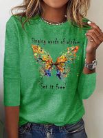 Butterfly Long sleeve Loose Casual T-Shirt - thumbnail