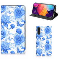 Smart Cover voor Samsung Galaxy A50 Flowers Blue - thumbnail