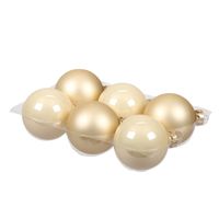 6x stuks glazen kerstballen champagne 8 cm mat/glans   -