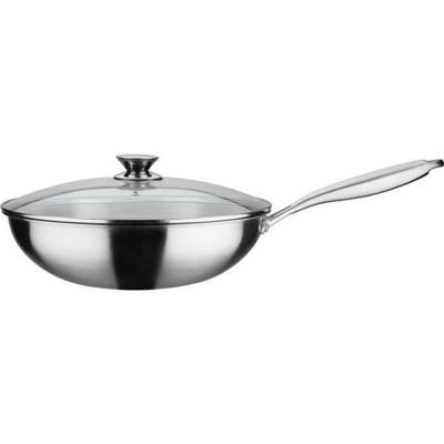 GSW Wok pro met deksel - Ø 32 cm - 3-LAAGSE bodem - Geklonken handgreep - RVS - Alle warmtebronnen inclusief inductie