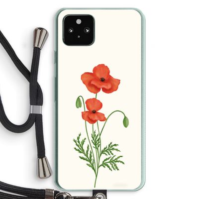 Red poppy: Pixel 5a 5G Transparant Hoesje met koord
