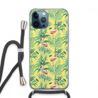 Flamingo party: iPhone 13 Pro Max Transparant Hoesje met koord