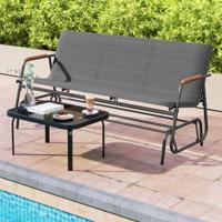 Schommelbank voor 2/3 Personen Terrasbank met Ademende Stoffen Zitting Schommelstoel voor Tuin Terras Balkon Grijs