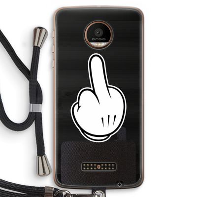 Middle finger black: Motorola Moto Z Force Transparant Hoesje met koord