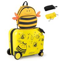 Trendmix 2 delige Ride On Koffer met Wielen inclusief rugtas Bijen geel 47 x 26,5 x 78,5 cm - thumbnail