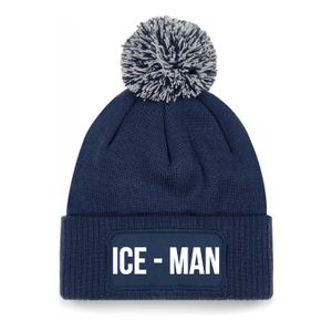 Ice-man muts met pompon - unisex - one size - navy - apres-ski muts One size  -