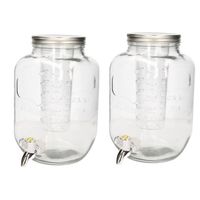 2x Glazen drank dispensers/limonadetappen met kraantje 4 liter - Drankdispensers - thumbnail