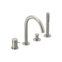 Badrandcombinatie IVY Bond 4-gats Mengkraan Met Uittrekbare Handdouche Draaibare Uitloop Geborsteld Nickel PVD IVY