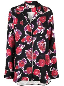 Marni chemise à roses imprimées - Noir