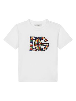 Dolce & Gabbana Kids t-shirt en coton à patch logo - Blanc