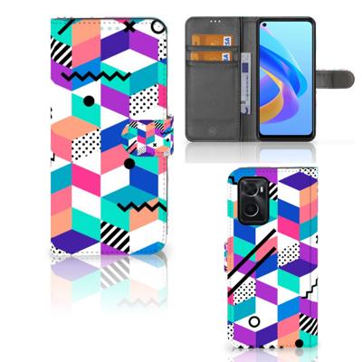 OPPO A76 | A96 | Book Case | Blokken Kleurrijk OPPO A76 | A96 | Book Case | Blokken Kleurrijk