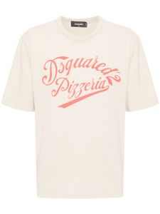 DSQUARED2 t-shirt en coton mélangé à logo imprimé - Tons neutres