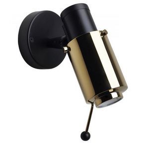 DCW Editions Biny Spot Bulb Wandlamp - Zwart/goud - met stokje - met schakelaar