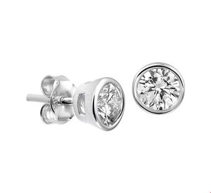 Oorknoppen zilver-zirconia wit 6 mm