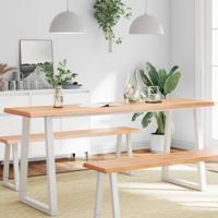 Tafelblad natuurlijke rand 180x40x(2-6) cm eikenhout lichtbruin