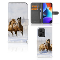 Xiaomi Redmi Note 12 Pro Plus Telefoonhoesje met Pasjes Paarden - thumbnail