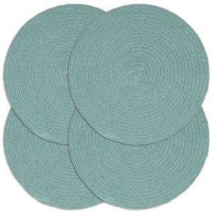 VidaXL Placemats 4 st rond 38 cm katoen effen groen