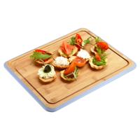 Keuken voedsel bereiden snijplank - 40 x 30 cm - bamboe hout - blauwe rand