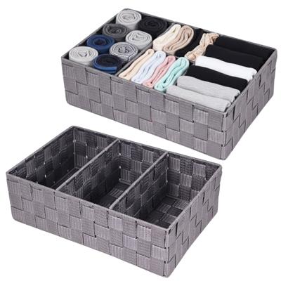 Opbergmanden - 2x - 3 vaks - grijs - ladekast organizer - ondermode