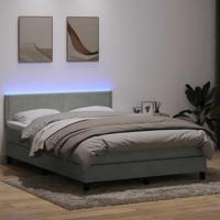 Boxspring met matras en LED fluweel lichtgrijs 140x210 cm
