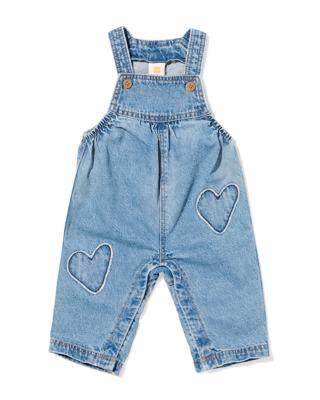 HEMA Babytuinbroek Denim Hartjes Denim (denim)