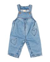 HEMA Babytuinbroek Denim Hartjes Denim (denim)