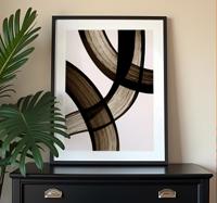 Zwarte bochten poster abstract