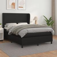 Boxspring met matras kunstleer zwart 140x190 cm