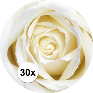 Onderzetters voor glazen met witte roos 30 st   -
