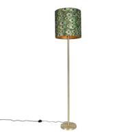 QAZQA Vloerlamp messing met pauw kap 40 cm - Simplo - thumbnail