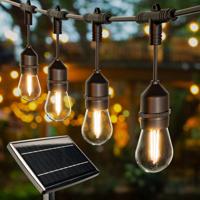 Solar String Light 14,6m - S14 Filament Lampen - 2700K Warm wit - IP65 Waterdicht - 4 Lichmodi - 600 Lumen