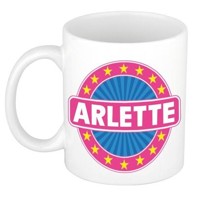 Arlette voornaam koffiemok - beker - wit/roze - 300 ml - Cadeau - Dames - Collega - Moederdag Arlette voornaam koffiemok - beker - wit/roze - 300 ml - Cadeau - Dames - Collega - Moederdag