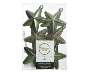 Ster plc l2b7.5h7.5 cm mos groen 6st kerst - Decoris