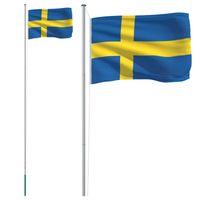 vidaXL Vlag met vlaggenmast Zweden 6,23 m aluminium - thumbnail