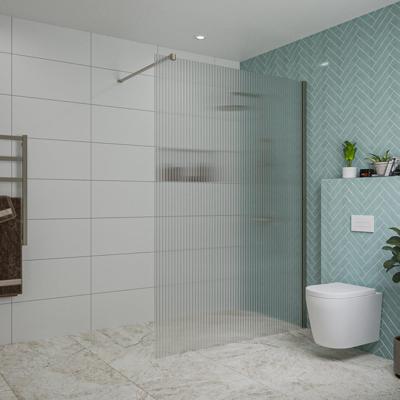 Fortifura Galeria inloopdouche - 140x200cm - ribbelglas - wandarm - Geborsteld Gunmetal PVD SW797954/SW797907