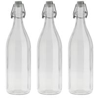 Bormioli rocco waterfles met beugeldop - 4x stuks - helder transparant - 1000 ml - Giara home deco f