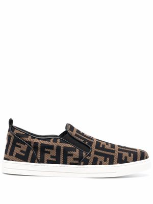 Fendi Kids chaussures de skate à logo FF - Marron