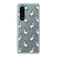 Eenhoorns overal: Sony Xperia 5 III Transparant Hoesje