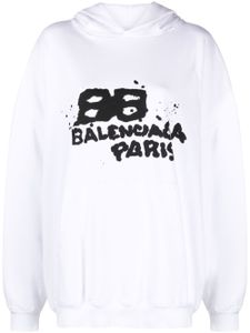 Balenciaga hoodie en coton à logo Graffiti - Blanc