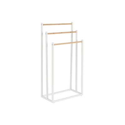 Losstaand handdoekenrek Home ESPRIT Wit Natuurlijk Metaal Bamboe 45 x 22 x 85 cm