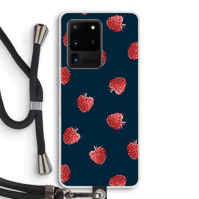 Framboosjes: Samsung Galaxy S20 Ultra Transparant Hoesje met koord