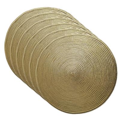 Placemat - Set van 12x stuks - metallic goud - dia 38 cm - rond - onderlegger - kerstdiner/diner pla