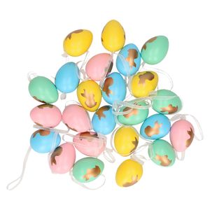 24x Gekleurde plastic/kunststof decoratie eieren/Paaseieren 4 cm   -