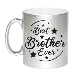 Zilveren Best Brother Ever cadeau koffiemok / theebeker 330 ml