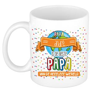 Naam mok papa André - wit - de beste - keramiek - 300 ml - Vaderdag/verjaardag