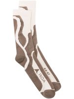 ROA two-tone intarsia-knit socks - Marron - thumbnail