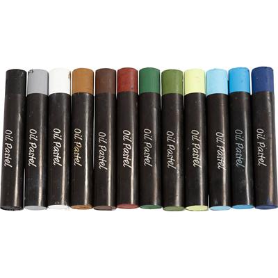 Creativ Company Oliepastels, l: 7 cm, dikte 11 mm, natuurlijke kleuren, 12 stuk/ 1 doos