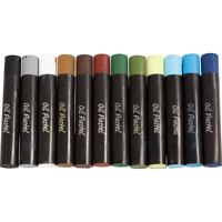 Creativ Company Oliepastels, l: 7 cm, dikte 11 mm, natuurlijke kleuren, 12 stuk/ 1 doos